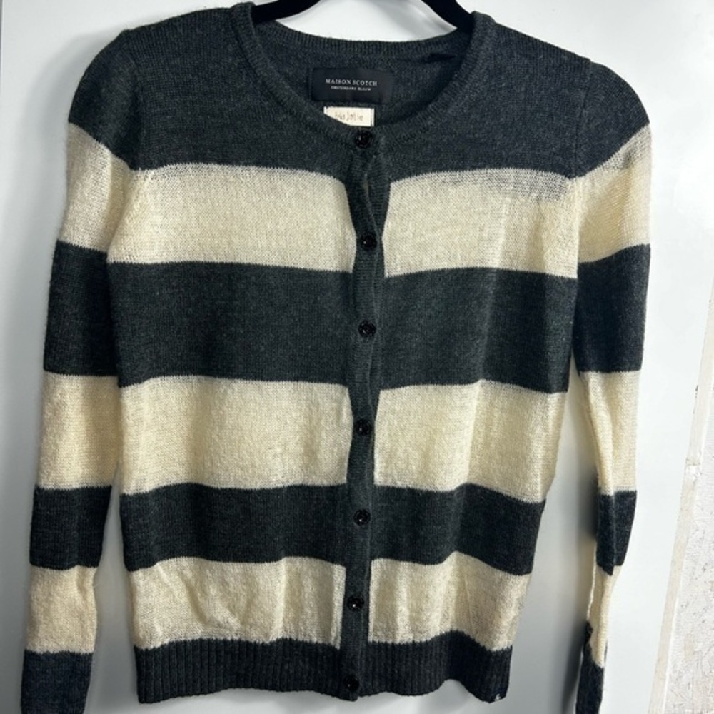 Maison Scotch Tres Jolie mohair blend striped cardigan